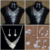 Mulheres de Noiva Strass Colar Brincos Pulseira Anel Conjunto de Jóias de Moda