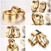 Combinando pares anillos anel de ouro cor de ouro aliança de noivado alianças de casamento de titâni
