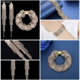 Minmin Gold-cor Conjuntos de Jóias Brincos Pulseira com Cristal Acessório de Moda Africano Beads Jew